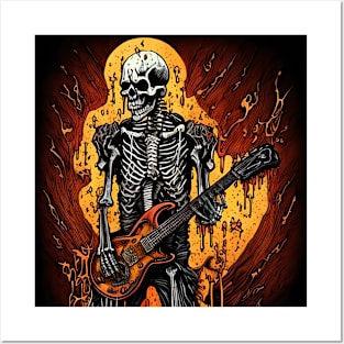 Music guitar skeleton Posters and Art